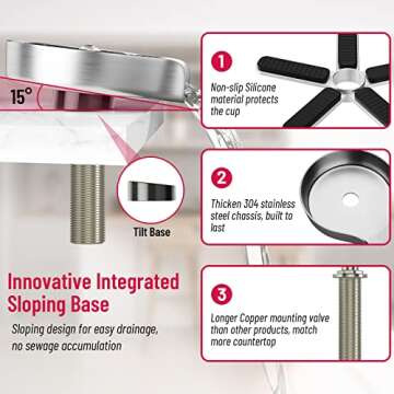 Mckanti Metal Kitchen Sink Glass Rinser, Faucet Glass Rinser Stainless Steel Sink Cup Washer Baby Bottle Bar Cleaner Sink Attachment Kitchen Sink Accessories