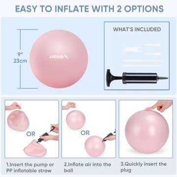 APEXUP Yoga Ball Exercise Ball, Pilates Ball, Anti Slip Stability Ball, Heavy Duty Gym Ball for Fitness, Balance, Core Workout, Physical Therapy (XXS (9") 23cm, Pink)
