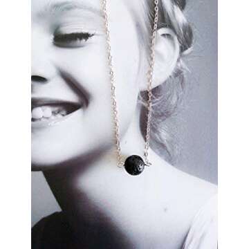 lenoup Lava Stone Bead Essential Oil Diffuser Necklace, Lava Ball Essential Pendant Aromatherapy Jewelry with 16.5 inches O Chain