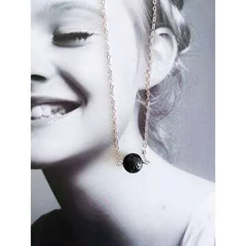 lenoup Lava Stone Bead Essential Oil Diffuser Necklace, Lava Ball Essential Pendant Aromatherapy Jewelry with 16.5 inches O Chain