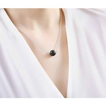 lenoup Lava Stone Bead Essential Oil Diffuser Necklace, Lava Ball Essential Pendant Aromatherapy Jewelry with 16.5 inches O Chain