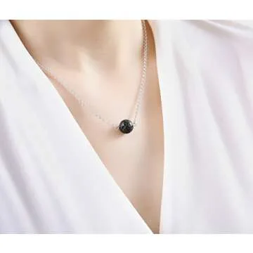 lenoup Lava Stone Bead Essential Oil Diffuser Necklace, Lava Ball Essential Pendant Aromatherapy Jewelry with 16.5 inches O Chain
