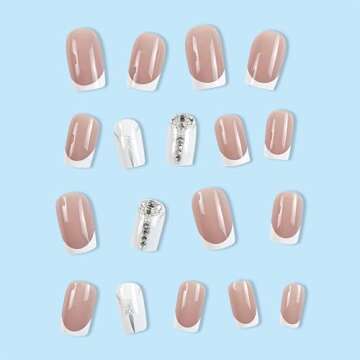 RIICFDD 24 Pcs French Tip Press On Nails for Women