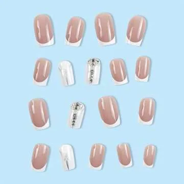 RIICFDD 24 Pcs French Tip Press On Nails for Women