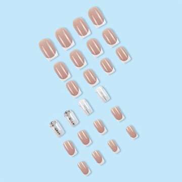 RIICFDD 24 Pcs French Tip Press On Nails for Women