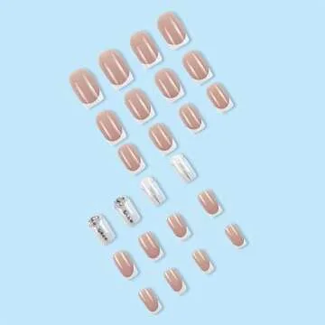 RIICFDD 24 Pcs French Tip Press On Nails for Women
