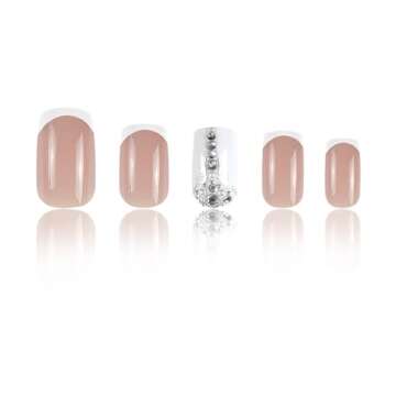 RIICFDD 24 Pcs French Tip Press On Nails for Women