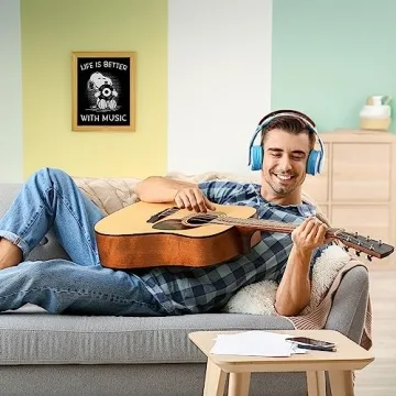 Life Is Better With Music - Snoopy Quotes Music Wall Art Print, Typographic Wall Decor For Music Room, Studio, Home, Office & Aesthetic Room Decor - Unframed Wall Art Music Print - 8 x 10”