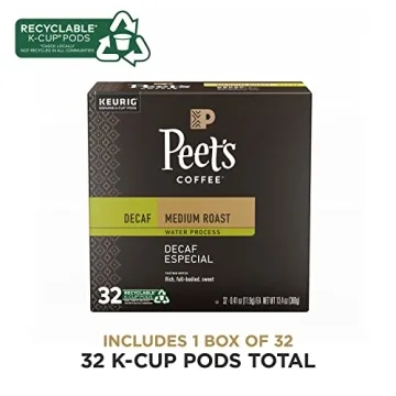 Peet's Decaf Medium Roast Coffee K-Cup Pods - 32 Count