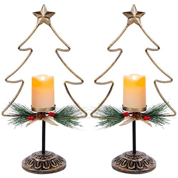 Lulu Home Lighted Christmas Table Decorations, 2 Pack 15.7 Inch Christmas Tree with Battery Operated...