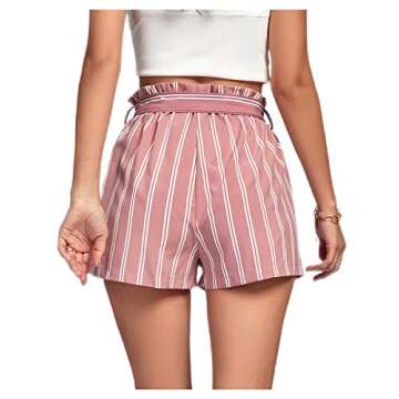 LYANER Women's Striped Tie Waist Summer Chiffon Shorts