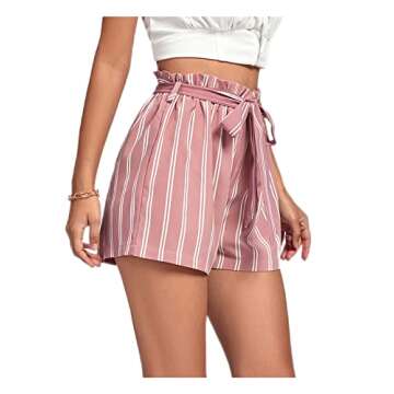LYANER Women's Striped Tie Waist Summer Chiffon Shorts