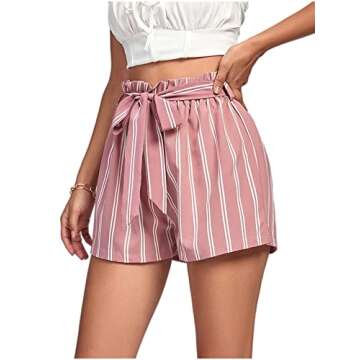 LYANER Women's Striped Tie Waist Summer Chiffon Shorts