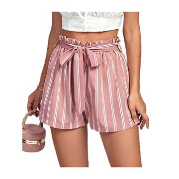 LYANER Women's Striped Tie Waist Summer Chiffon Shorts