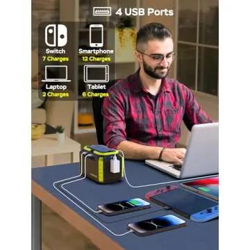 MARBERO Portable Power Station 150Wh Camping Solar Generator Laptop Charger Power Bank with AC Outle...