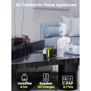 MARBERO Portable Power Station 150Wh Camping Solar Generator Laptop Charger Power Bank with AC Outlet 110V 150W Peak with 4*USB, 4*DC Ports, LED Flashlights for CPAP Home Camping Hurricane Emergency