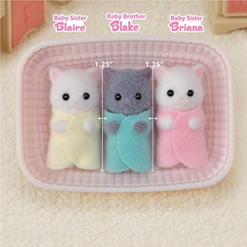 Calico Critters Adorable Persian Cat Triplets with Cradle