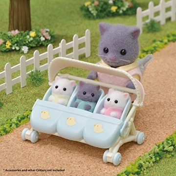 Calico Critters Adorable Persian Cat Triplets with Cradle