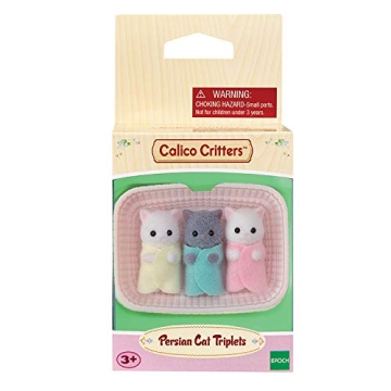 Calico Critters Adorable Persian Cat Triplets with Cradle