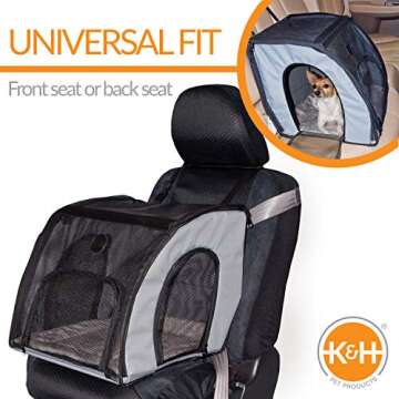 K&H Pet Products Enclosed Dog Car Seat, Travel Safety Carrier for Pets, Dog Travel Car Seat, Soft-Sided Covered Pet Carrier, Washable Pad, Multiple Entrances, Mesh Windows - Medium 24 X 19 X 17in