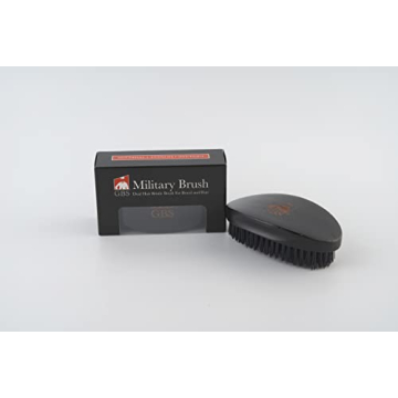 G.B.S Military Style Dual Bristle Beard and Hair Brush - Hi-Gloss Wood, Animal-free Vegan Bristles, Over 2,000 Firm Bristles for Daily Grooming (BLACK)