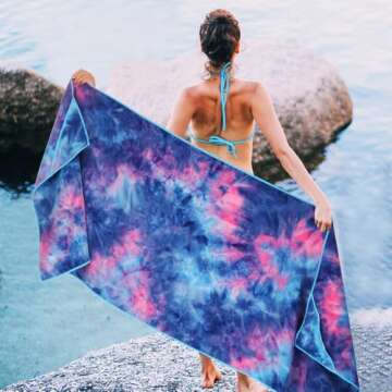 Ewedoos Yoga Towel Yoga Mat Towel with Anchor Fit Corners Non Slip Yoga Towels Hot Yoga Towel Yoga Pilates Workout Camping