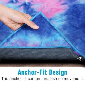 Ewedoos Yoga Towel Yoga Mat Towel with Anchor Fit Corners Non Slip Yoga Towels Hot Yoga Towel Yoga Pilates Workout Camping