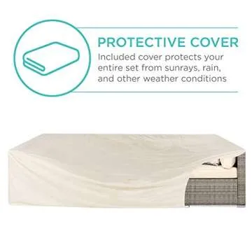 Best Choice Products 7-Piece Modular Outdoor Sectional Wicker Patio Conversation Set w/ 2 Pillows, Coffee Table, Cover Included - Gray/Cream