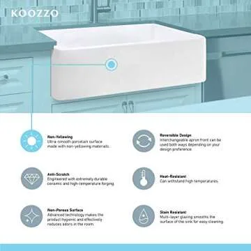 Koozzo 30-Inch Farmhouse Ceramic Kitchen Sink