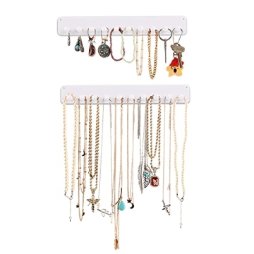 Boxy Concepts Necklace Organizer - Easy 10-Hook Wall Holder