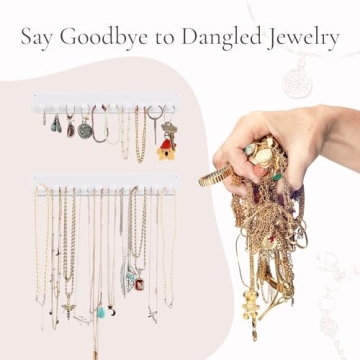 Boxy Concepts Necklace Organizer - Easy 10-Hook Wall Holder