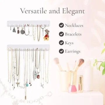 Boxy Concepts Necklace Organizer - Easy 10-Hook Wall Holder