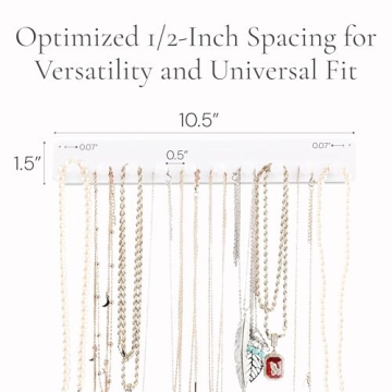 Boxy Concepts Necklace Organizer - Easy 10-Hook Wall Holder