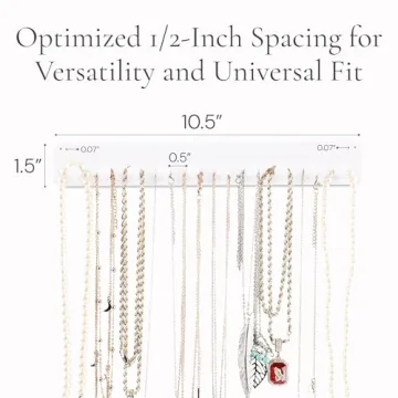 Boxy Concepts Necklace Organizer - Easy 10-Hook Wall Holder