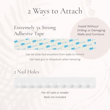 Boxy Concepts Necklace Organizer - Easy 10-Hook Wall Holder