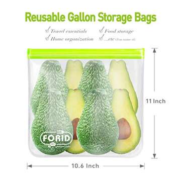 Reusable Gallon Freezer Bags - 6 Pack LEAKPROOF EXTRA THICK 1 Gallon Bags for Marinate Food & Fruit ...