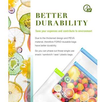 Reusable Gallon Freezer Bags - 6 Pack LEAKPROOF EXTRA THICK 1 Gallon Bags for Marinate Food & Fruit Cereal Sandwich Snack Meal Prep Travel Items Home Organization Storage