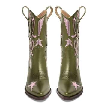 Stylish HOCHFART Metallic Cowboy Boots for Women