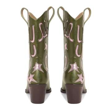 Stylish HOCHFART Metallic Cowboy Boots for Women