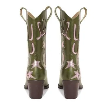 Stylish HOCHFART Metallic Cowboy Boots for Women