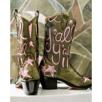 Stylish HOCHFART Metallic Cowboy Boots for Women