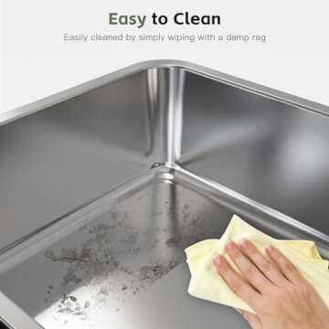 Suitfeel Enclosed Stainless Steel Cat Litter Box with High Side, XL Large Litter Box for Big Cats, Easy Clean Metal Kitty Litter Box with Scoop