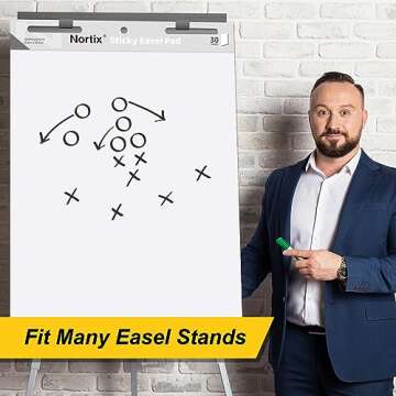 Nortix Flip Chart Paper, Sticky Easel Pads, Chart Paper for Teachers, Upgraded Dual-Purpose for Flip Chart and Dry Erase Board, Super Adhesive & Bleed-Resistant, 25 x 30 inch, 30 Sheets/Pad, 6 Pads