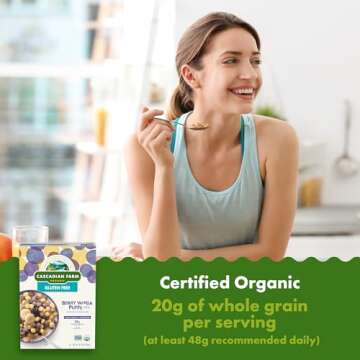 Cascadian Farm Organic Berry Vanilla Puffs Cereal, Gluten Free, 10.25 oz