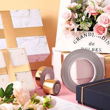 Zonon 3 Rolls Self Adhesive Polyester Film Tape, Washi Metallic Tape for Detailing Accent Graphic Arts for Walls Cars and Boats Trim, 3 Sizes(Gold)