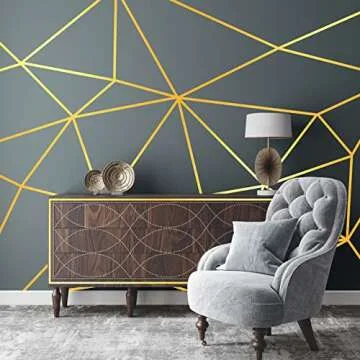 Zonon 3 Rolls Self Adhesive Polyester Film Tape, Washi Metallic Tape for Detailing Accent Graphic Arts for Walls Cars and Boats Trim, 3 Sizes(Gold)