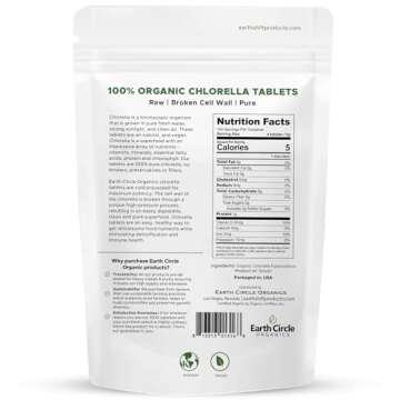 Organic Chlorella Tablets | Kosher | Potent Supplement, All-Natural Chlorophyll, Green Algae superfood, Broken Cell Wall | High in Protein & Iron, no additives, Vegan - 400 Tablets