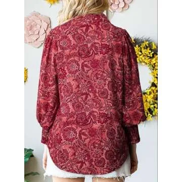 Astylish Ladies V-Neck Blouse with Lantern Sleeves - Boho Top