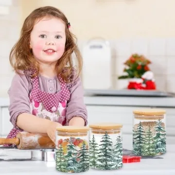 JarThenaAMCS Christmas Forest Glass Storage Jars Set