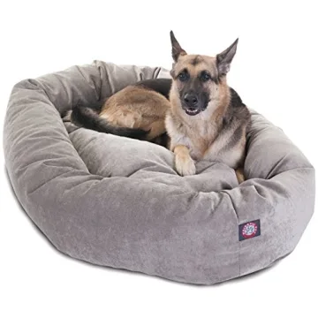 Majestic Pet 52 Inch Micro Velvet Calming Dog Bed – Soft Round Dog Bed with Supportive Edges for C...